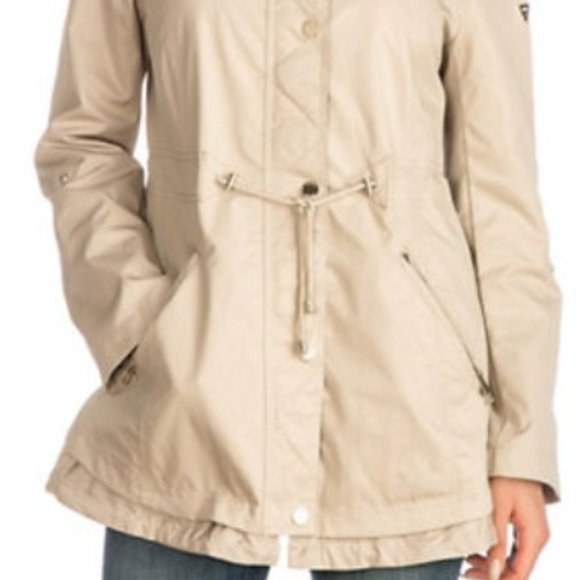 Guess - Hooded Snap Button Anorak Jacket Khaki Medium - Picture 2 of 7